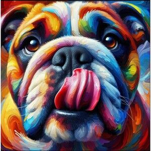 Bull dog greeting card 5 x 7 on linen paper blank card